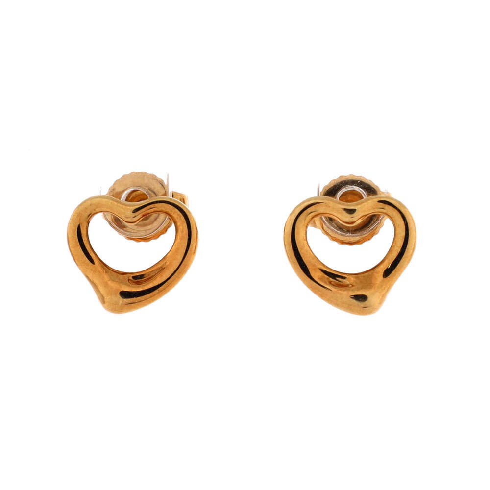 Tiffany & Co. Elsa Peretti Open Heart Earrings 18K Yellow Gold